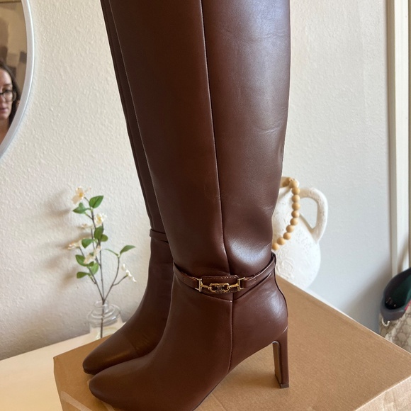 VICI Isobelle Vegan Leather Chain Accent Knee High Boots - Picture 3 of 8